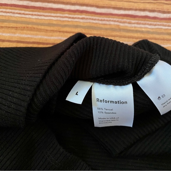 Reformation Cardinal Black Ribbed Knit Mini Dress - Picture 7 of 7